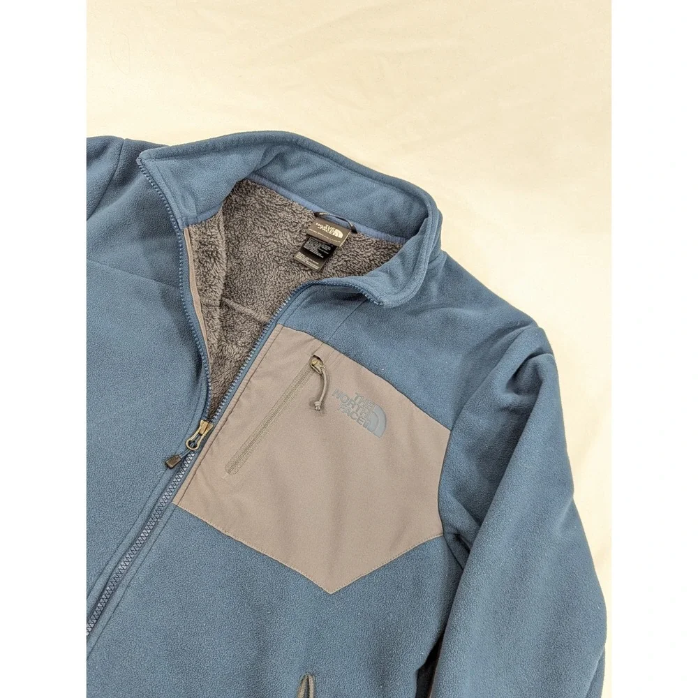 North Face Jacket Mens Medium Blue Fleece Full‎ Zip Sherpa Lined Outdoor Warm